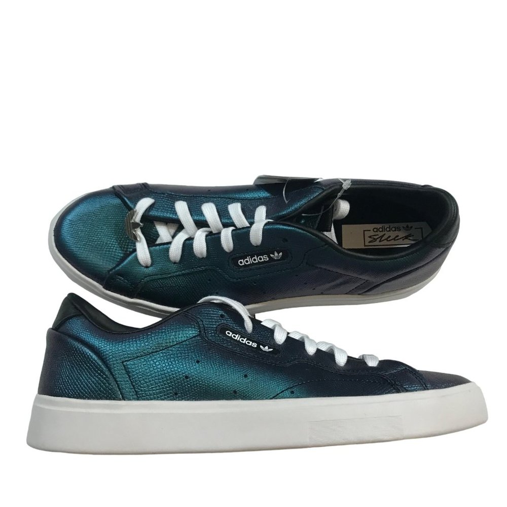 NEW Adidas REFLECTIVE Sleek WOMENS 9 Sneaker FV3403 BLUE REFLECTIVE OIL SLICK NW